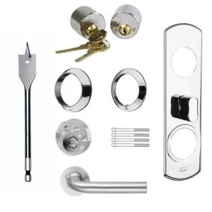 Mattborstat rostfritt stål Lås och Beslagspaket - B176n