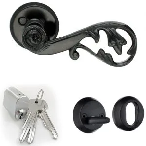 Med oval cylinder (3 nycklar) Beslagspaket Svart B165 Oval
