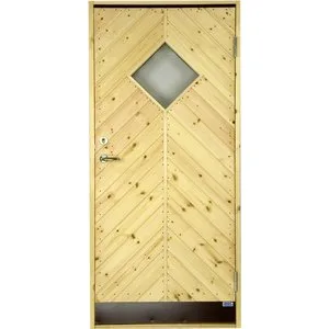 Förrådsdörr Heby 18 °C - Sportstugemodell - Med klarglas - 8x18,5, Högerhängd