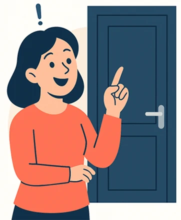 Nöjd person får svar på sina frågor om ytterdörrar